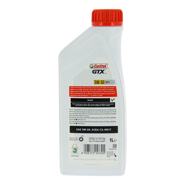 Huile moteur CASTROL GTX RN17 C3 Essence/Diesel 5W30 1L