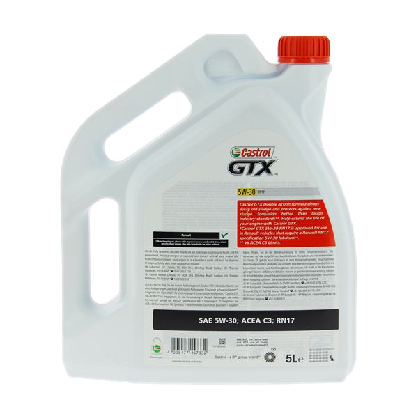 Huile moteur CASTROL GTX RN17 C3 Essence/Diesel 5W30 5L