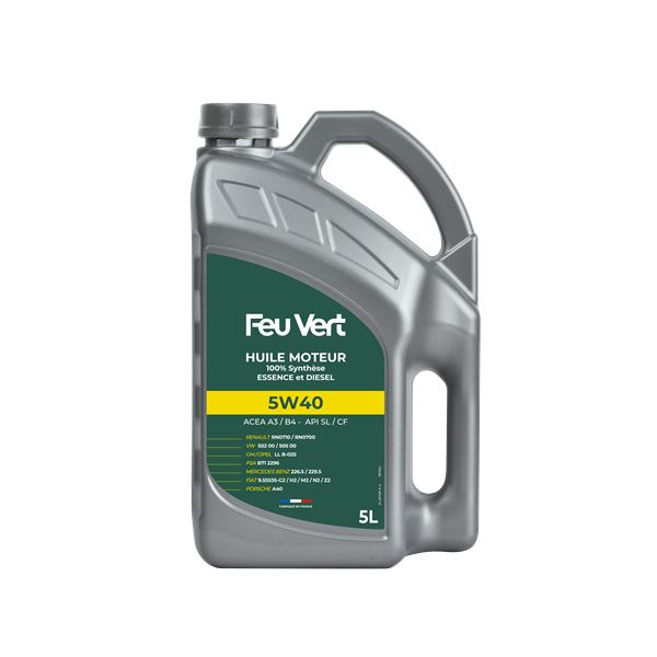 Huile moteur FEU VERT Essence et Diesel 5W40 5L
