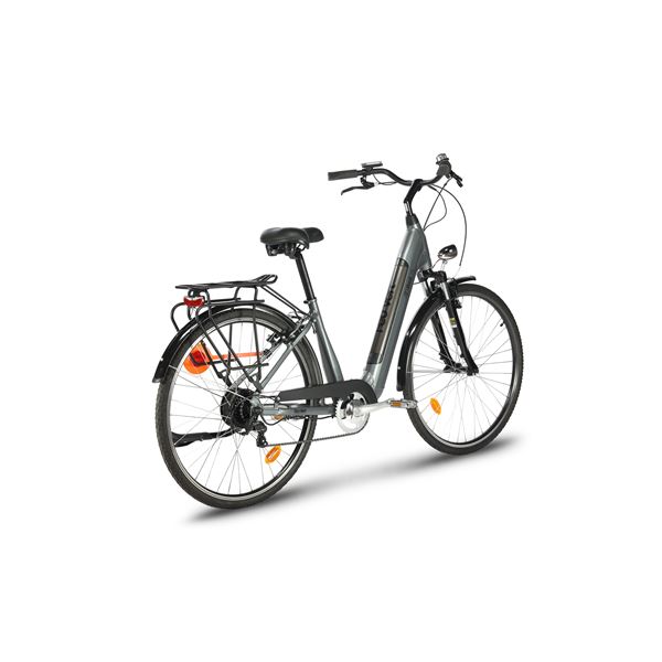 Vélo de ville électrique mixte Feu Vert E-Roll 75 gris platinium