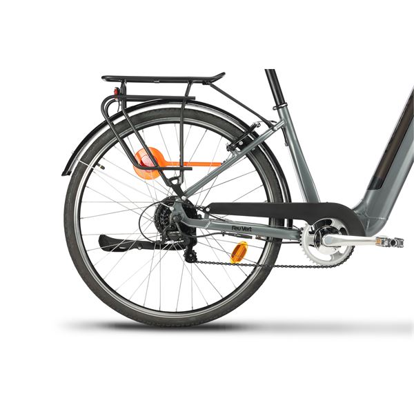 Vélo de ville électrique mixte Feu Vert E-Roll 75 gris platinium