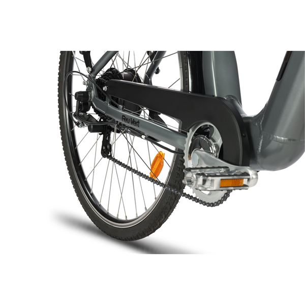 Vélo de ville électrique mixte Feu Vert E-Roll 75 gris platinium