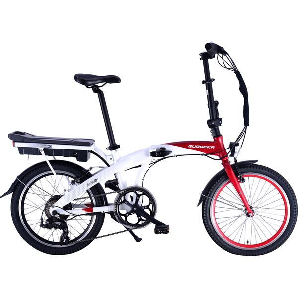 Vélo pliable électrique Foldcity blanc/ rouge Eurocka