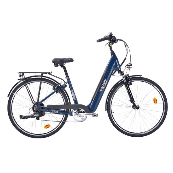 Vélo de ville électrique mixte Feu Vert E-Roll 72 bleu