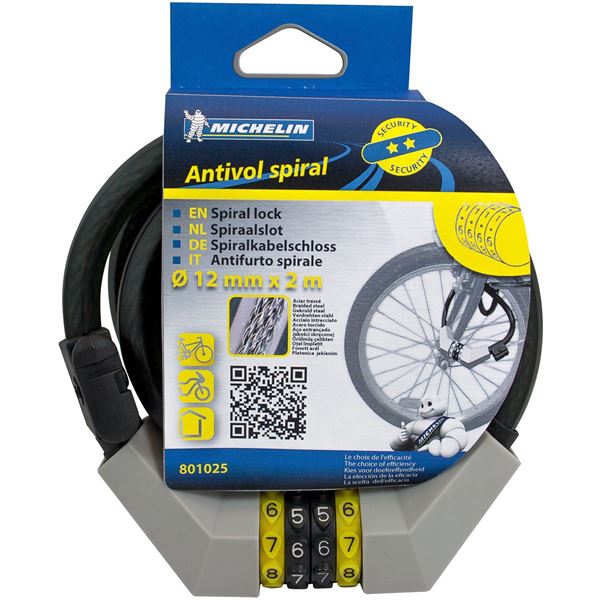 Antivol spiral 12mm fermeture code Michelin