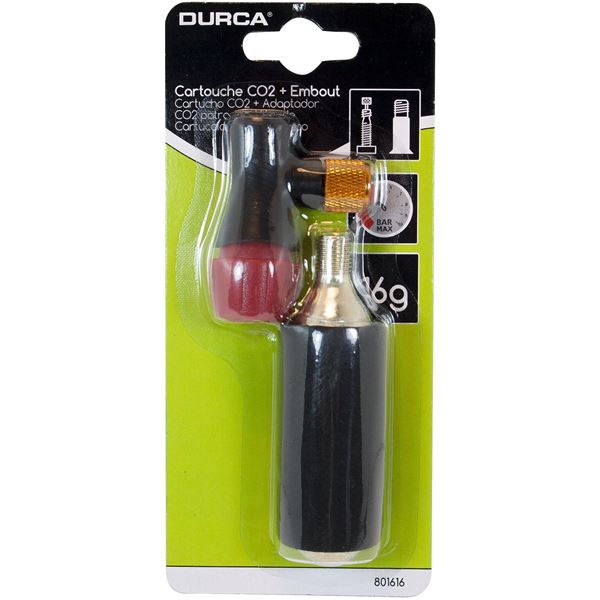 Adaptateur et cartouche CO² pour pompe à vélo DURCA